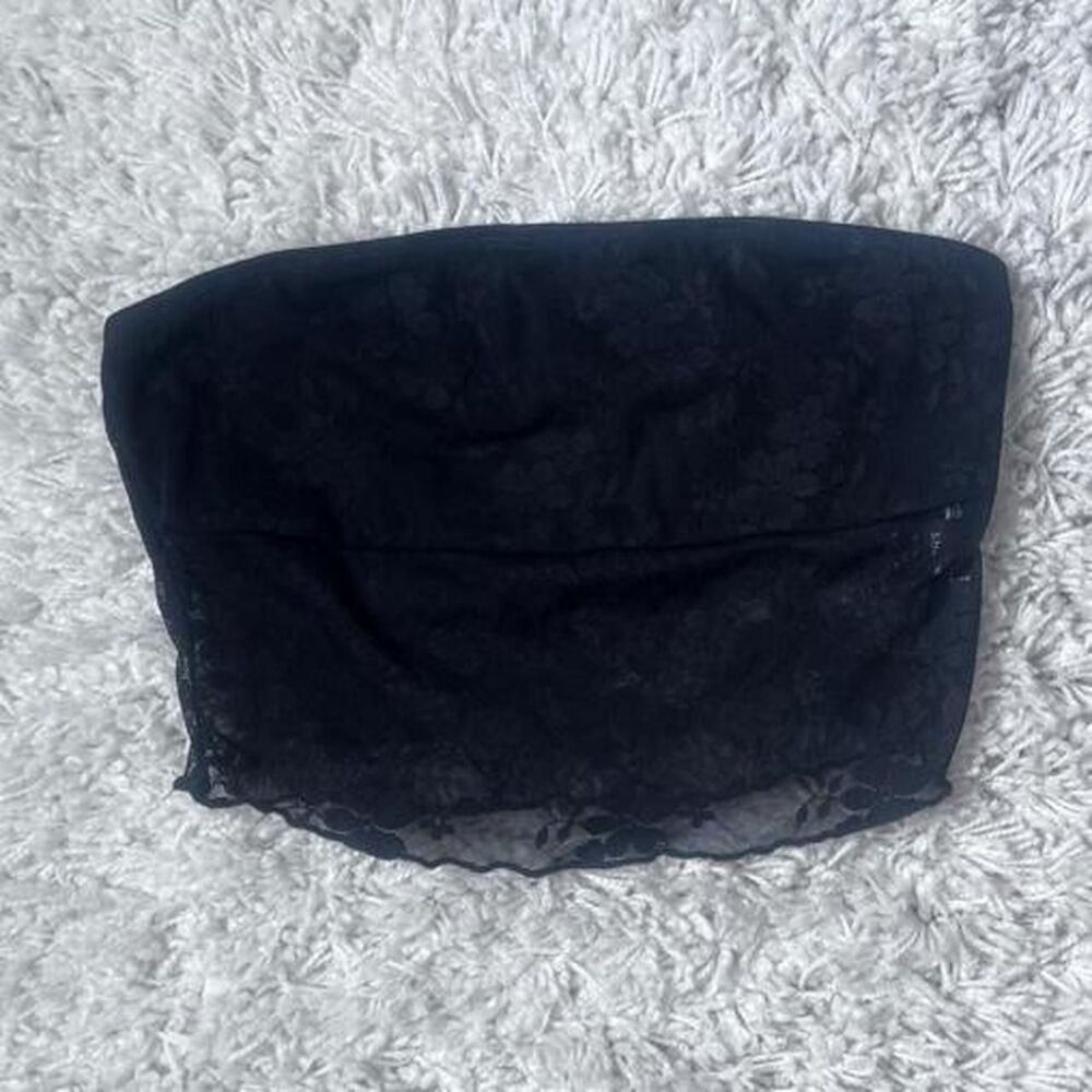 Black Lace Tube Top | Cropped Strapless Bandeau Top XS/S